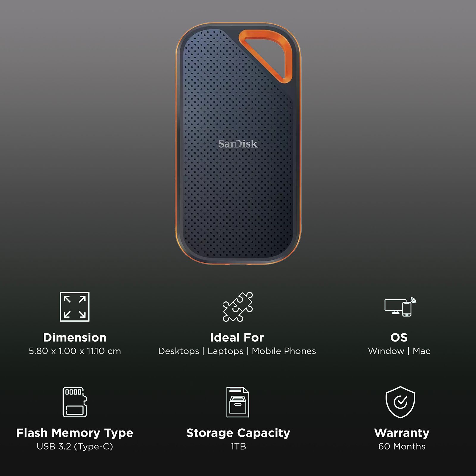 Buy E-SanDisk Extreme PRO 1TB USB-C (3.2) Portable Solid State